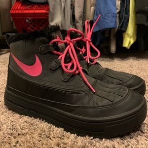 Neon Pink & Black Nike snow boots